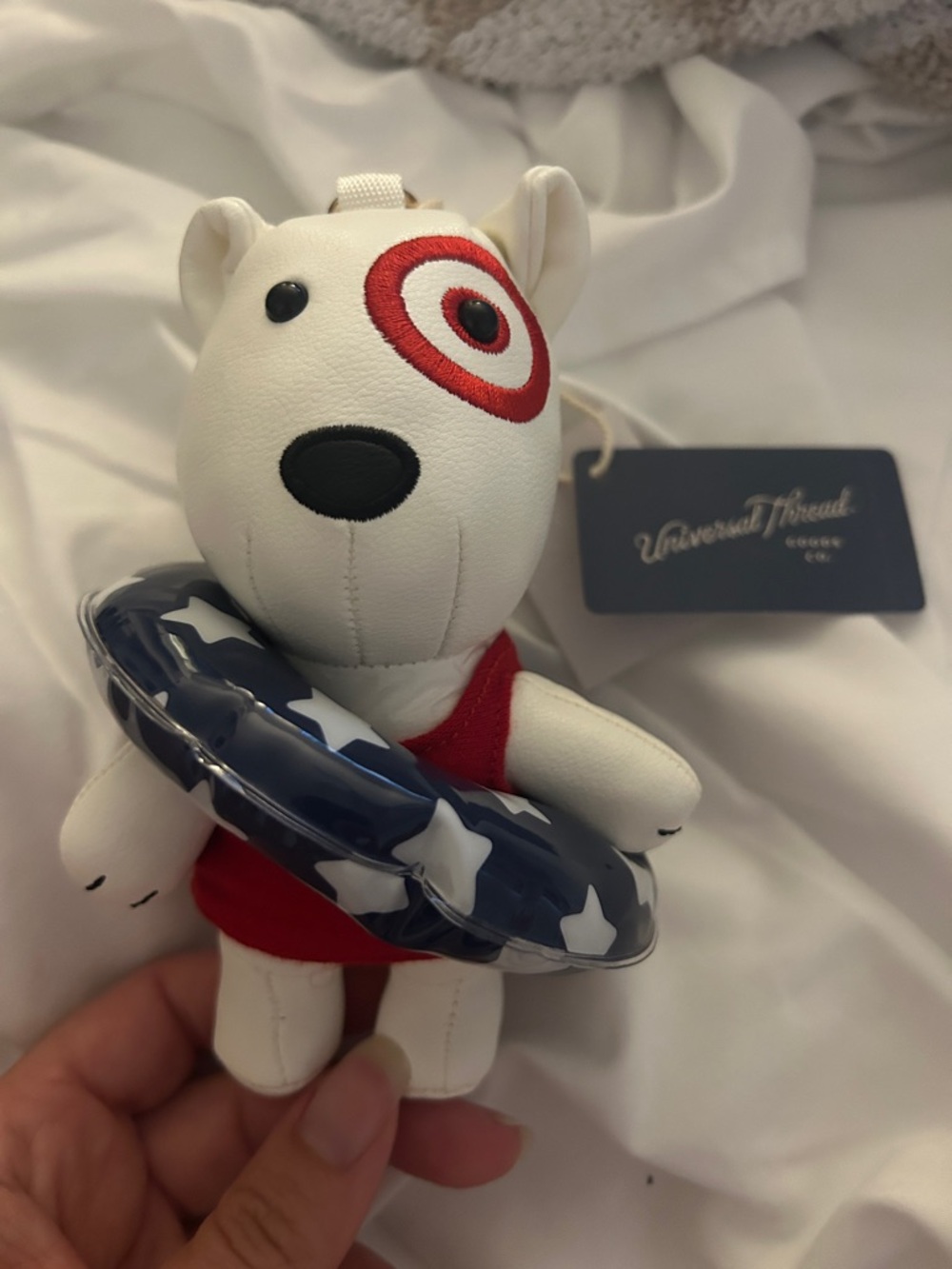 Target Bullseye Dog Plush Keychain with Navy Star Float